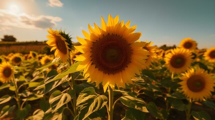 Sunflowers Field in the Summer Sun
