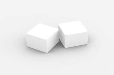 Square product box packaging mockup for brand advertising on a transparent background.