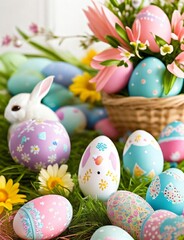 Fototapeta na wymiar Colorful decorated eggs 