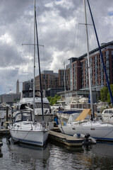 Dock and boat on Potomac river Washington DC