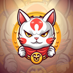 Lucky Cat: Stylish Mascot Logo and Gaming Design Vector for Esport and Sport Teams - Ideal for Badge and Emblem