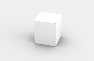 Square product box packaging mockup for brand advertising on a transparent background.