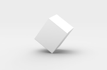 Square product box packaging mockup for brand advertising on a transparent background.