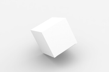 Square product box packaging mockup for brand advertising on a transparent background.