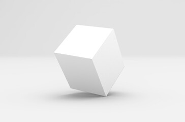 Square product box packaging mockup for brand advertising on a transparent background.