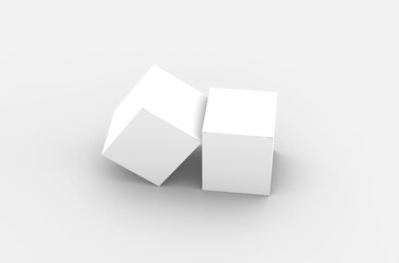 Square product box packaging mockup for brand advertising on a transparent background.