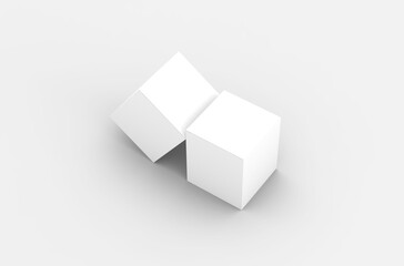 Square product box packaging mockup for brand advertising on a transparent background.