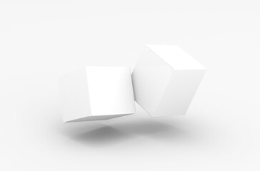 Square product box packaging mockup for brand advertising on a transparent background.