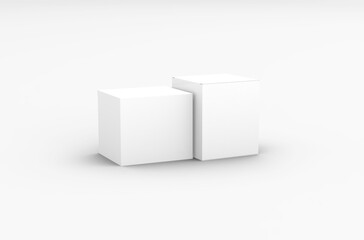 Square product box packaging mockup for brand advertising on a transparent background.