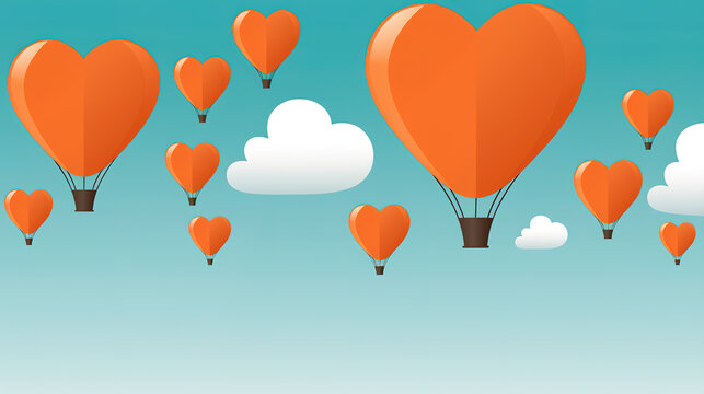 cartoon inspired air ballons made out of hearts, ai generated image