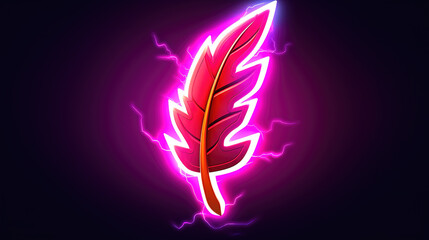 a beautiful flash thunder inspired neon lighted feather, wallpaper design, ai generated image