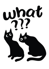 Black and white poster with surprised cats