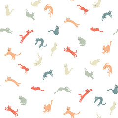 Seamless patten with colorful funny cats
