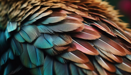 Obraz premium Vibrant gold and blue macaw perching on branch, majestic beauty generated by AI