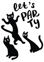 Black and white poster with funny cats
