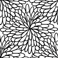 Black and white floral seamless pattern