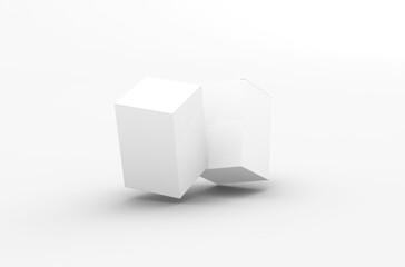 Square product box packaging mockup for brand advertising on a transparent background.