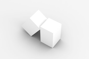 Square product box packaging mockup for brand advertising on a transparent background.