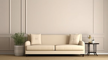 a living room mockup in complete white design, ai generated image