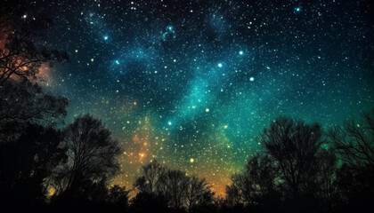 Fototapeta na wymiar Milky Way illuminates night sky, a natural beauty in space generated by AI