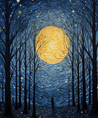 sunset in the forest