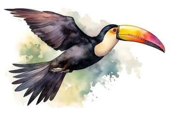 colorful-beaked bird in flight