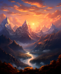 sunrise in the mountains