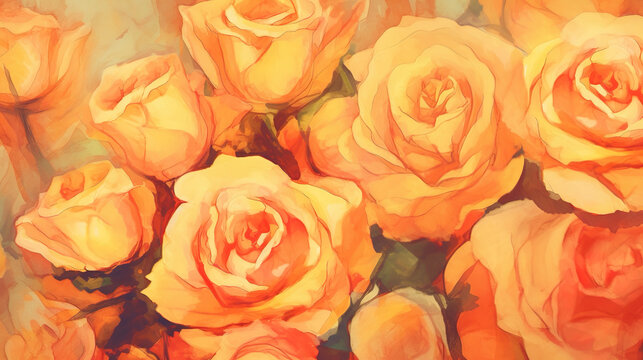 yellow beautiful roses in a vintage wedding style, ai generated image