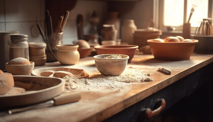 Craftsperson skillfully shapes earthenware vase on pottery wheel indoors generated by AI