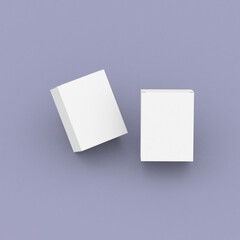 Two boxes, packaging template for product design 3d mockup. Tilted position. Top view