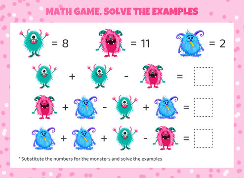 Math game for kids. Addition and subtraction.