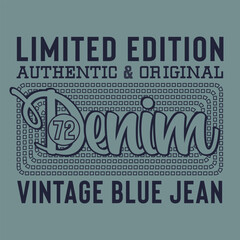 Obraz premium Denim typography. T shirt graphics. Vectors