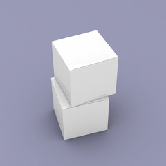 Two square boxes, packaging template for product design mockup. On clean background