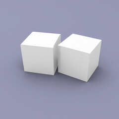 Two square boxes, packaging template for product design mockup. On clean background