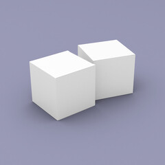 Two square boxes, packaging template for product design mockup. On clean background