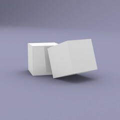 Two square boxes, packaging template for product design mockup. On clean background