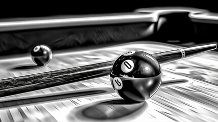 Pen and ink Illustration, billiard ball, vector, clean lines, coloring page style Generative AI