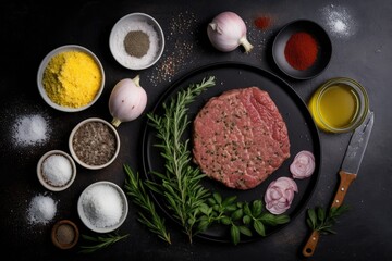 Obraz na płótnie Canvas delicious hamburger with fresh ingredients on a plate. Generative AI
