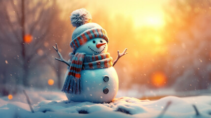 Frosty's Fashion: A Vibrant Snowman Adventure. Generative AI