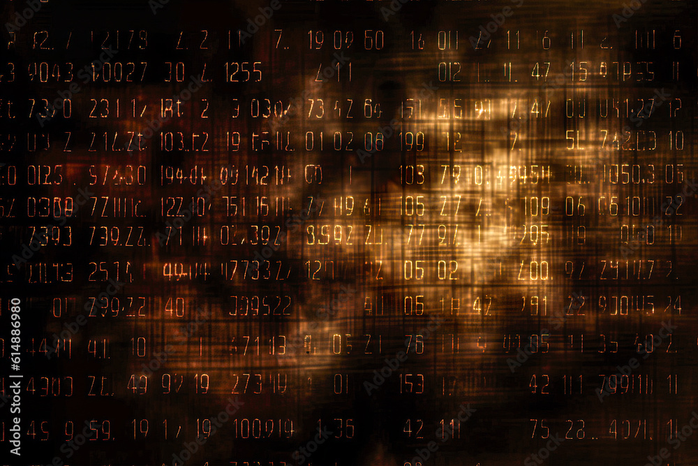 Poster bits and bytes on a dark background. binary code. generative ai