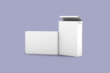 Opened rectangular pill blister box, packaging template for product design mockup