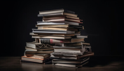 Fototapeta premium Antique textbook collection a heap of wisdom on paper pages generated by AI