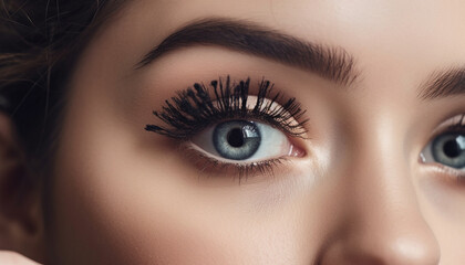 Fototapeta premium Close up of one beautiful woman eye, a portrait of elegance generated by AI