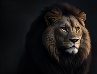 Naklejka premium Beautiful lion portrait, generative ai