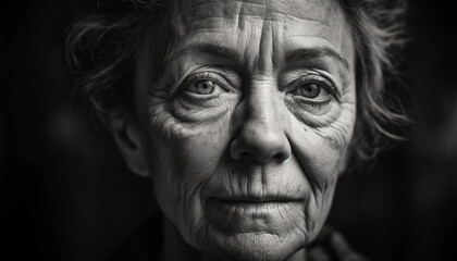 Obraz premium Confident senior woman smiles, embracing aging process with beauty and happiness generated by AI