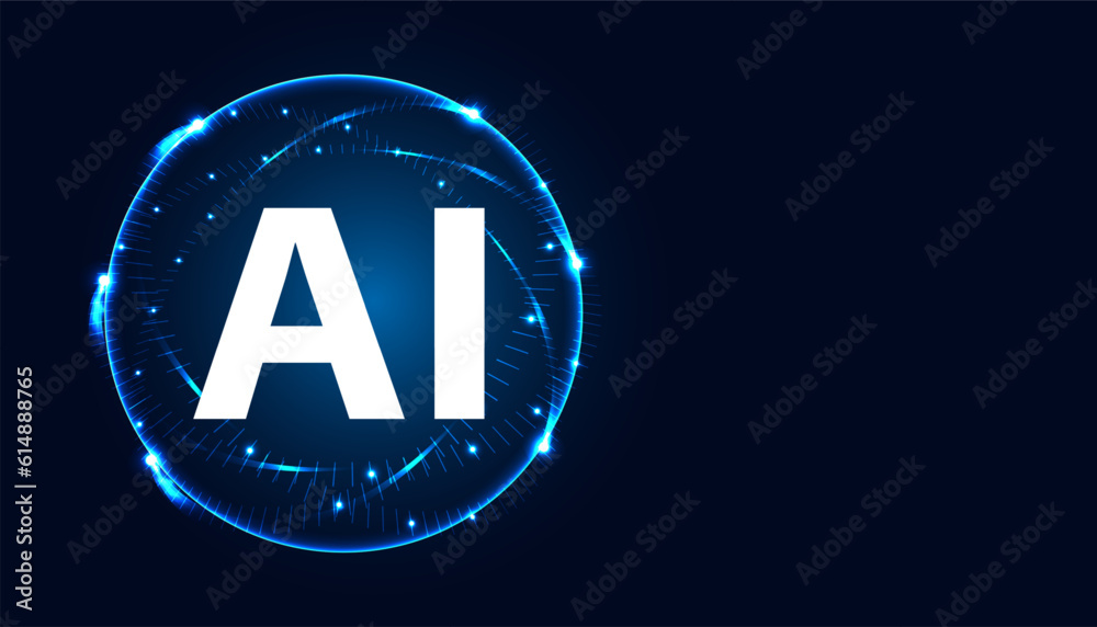 Poster abstract world artificial intelligence on circle digital and technology background with computer sys