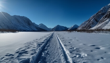 Fototapeta na wymiar Tranquil scene Majestic mountain peak in frozen arctic wilderness generated by AI