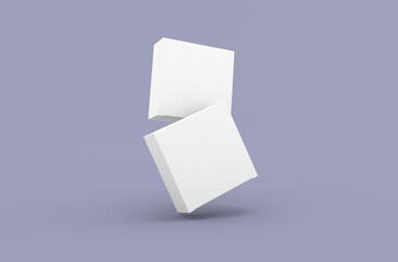 Square product box packaging mockup for brand advertising on a clean background.