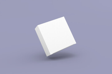 Square product box packaging mockup for brand advertising on a clean background.