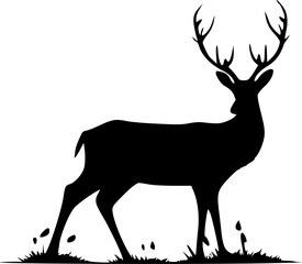 Deer - Black and White Isolated Icon - Vector illustration